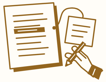 A hand making notes beside a page of text